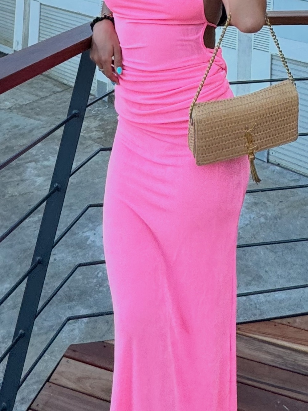 Pink Women's Ruched Maxi dress